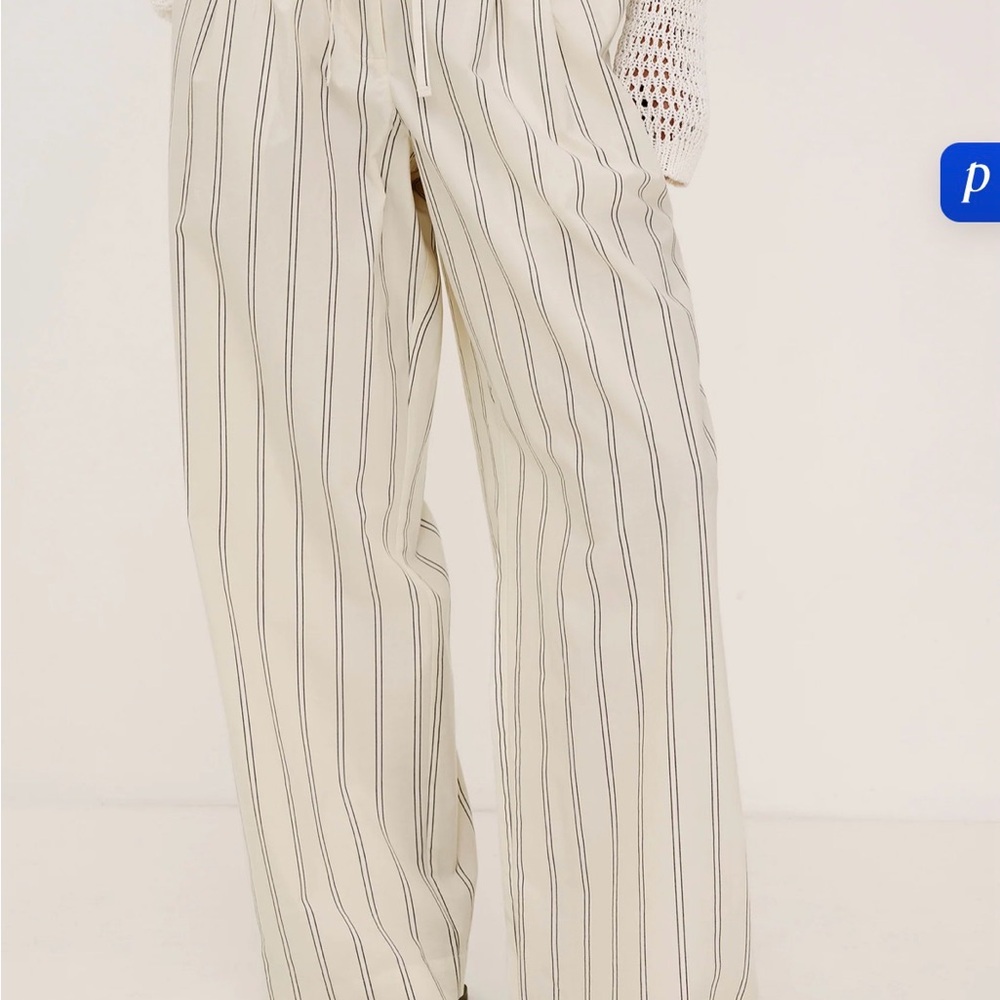 Rails Cream Wide-Leg Pinstripe Pants